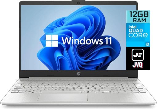 HP Newest 15.6" HD Laptop, 11th Gen Intel Quad-Core i3-1125G4(Up to 3.7GHz, Beat i5-10210U), 12GB RAM, 256GB PCIe SSD, Webcam, Bluetooth, Wi-Fi, HDMI, USB-C, Win 11, Silver (Upgraded)