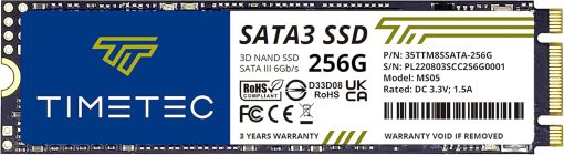 Timetec 256GB SSD 3D NAND TLC SATA III 6Gb/s M.2 2280 NGFF 128TBW Read Speed Up to 550MB/s SLC Cache Performance Boost Internal Solid State Drive for PC Computer Laptop and Desktop (256GB)