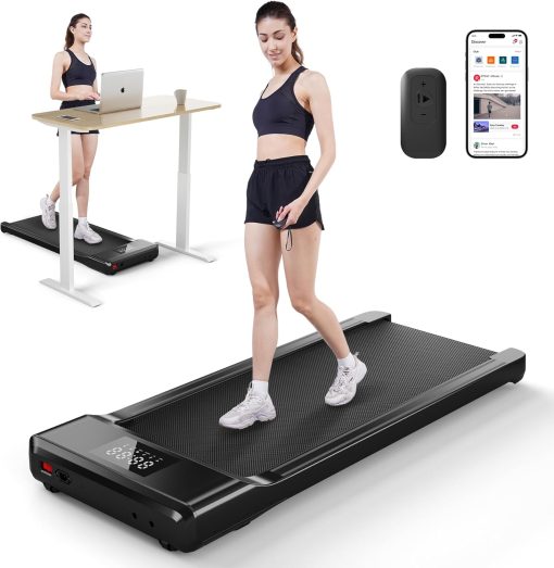 MJWW Walking Pad, 2 in 1 Under Desk Treadmill for Home with 300 Lbs Capacity, 2.5HP Portable Quiet Desk Treadmill with Remote Control LED Display