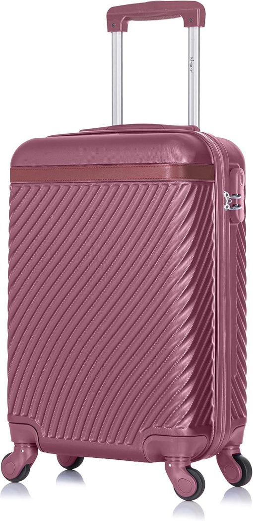 Senator Lightweight Hard Case luggage ABS carry on suitcase with 4 Quite Spinner wheels KH1065 (Carry-On 20-Inch, Maroon)