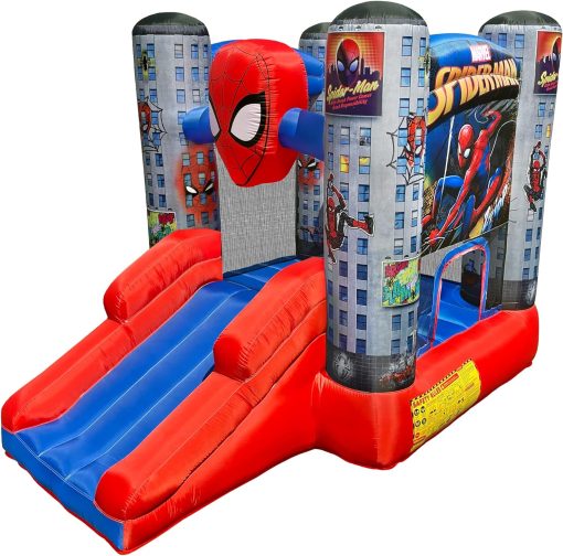 Funormous Marvel Spider-Man Outdoor Bounce House with Slide, Plus Heavy Duty Air Blower with GFCI for Kids Ages 3-8 Years