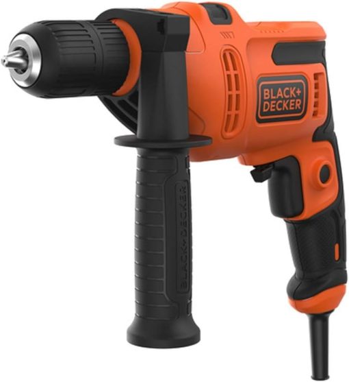 Black & Decker Hammer Drill, 13mm Keyed Chuck, 13mm Drilling Capacity for Masonary and Steel, 20mm Drilling Capacity for Wood, 0-2900 RPM, 500W, BEH200-GB