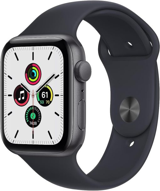 Apple Watch SE (1st generation) (GPS, 44mm) Smart watch - Space Grey Aluminium Case with Midnight Sport Band - Regular. Fitness & Activity Tracker, Heart Rate Monitor, Water Resistant (Renewed)