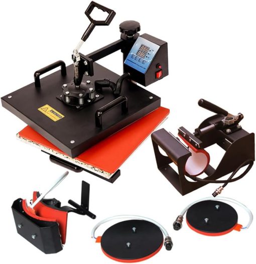 Zertylre Heat Press Machine 5 in 1 Combo Heat Press 29x38cm Heat Transfer Machine 360-Degree Swing Away Digital Shirt Printing Multifunction Heat Transfer Sublimation for T Shirts Mugs Hat Plate Cap