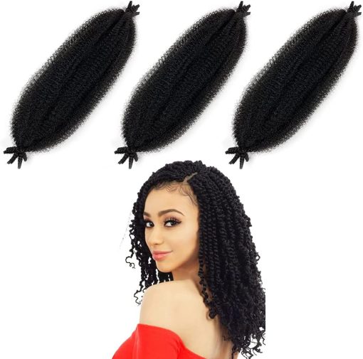 TERRIFI Marley Twist Braiding Hair,16 Inch Pre-Separated Springy Afro Twist Hair, Natural Synthetic Hair, Hair Extensions Wrapping Hair for Soft Suitable for Women 3 PCS