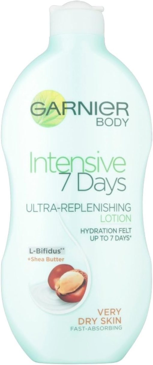 Garnier Intensive 7 Days Shea Butter & Probiotic Extract Body Lotion 400ml, Ultra Replenishing Soothing Moisturiser, Up to 7 Days Hydration, For Very Dry Skin, Fast Absorbing & Non Greasy