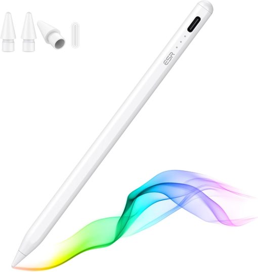 ESR for Apple Pen, iPad Pencil, Stylus Pen for iPad 10/9/8/7/6, iPad Pro 11/12.9, iPad Air 5/4/3, iPad Mini 6/5, Tilt Sensitivity and Palm Rejection, Magnetic Attachment, White