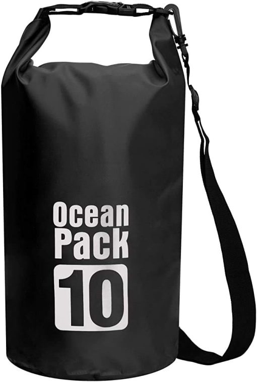 Black PVC Waterproof Dry Bag 10L Diving Foldable Storage Man Women Beach Swimming Bag Rafting River Ocean backpack