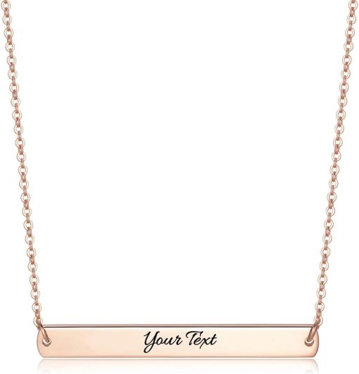 Julie & Co We Personalized Engraved Customized gifts Necklaces for Women Girls Custom Engraved Name Date key chains Gifts for Girlfriend Sisters Mothers (Style 3, Rose Gold)