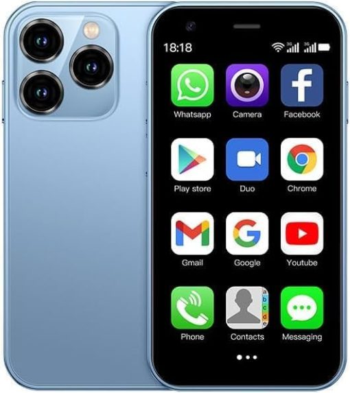 AMAV SOYES XS15 3G mini smartphone, 3-inch touchscreen, dual SIM 2GB RAM 16GB ROM, 1000mAh, 0.3 MP + 2 MP camera, Android 8.1 ultra slim phone (Blue)