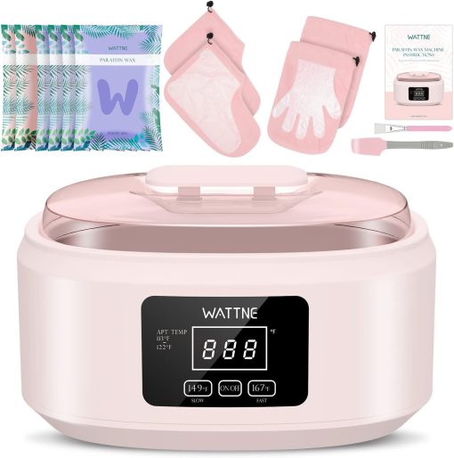 Wattne Paraffin Wax Machine for Hand and Feet -Paraffin Wax Warmer Moisturizing Kit Auto-time and Keep Warm Paraffin Hand Wax Machine for Arthritis (pink-)