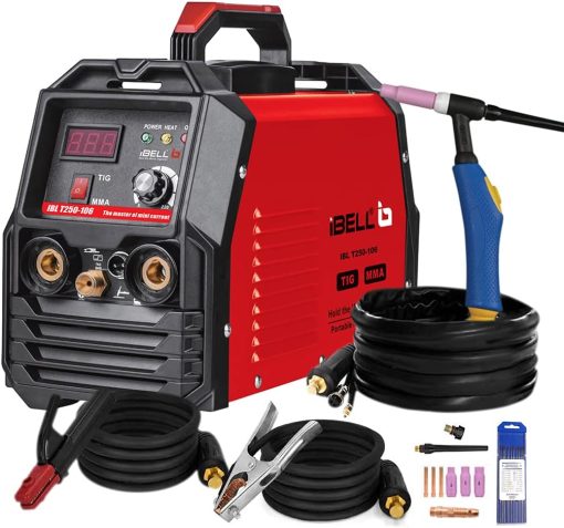 iBELL TIG/MMA Welding Machine, 250A, 220V, Inverter IGBT, Anti Stick, with 10 nos Tungsten Rods & All Accessories Included