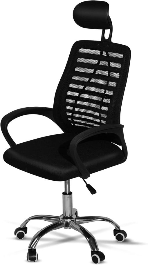 SKY-TOUCH SKY TOUCH Office Chair,Comfort Ergonomic Height Adjustable Desk Chair with Lumbar Support Backrest&Headrest and Armrests，Black 125×55×55cm