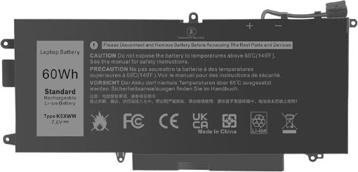 60Wh 7.6V Li-ion 3-Cell K5XWW Laptop battery compatible for Dell Latitude 5289 7389 7390 2-in-1 Series Notebook.71TG4 071TG4 K5XWW X49C1