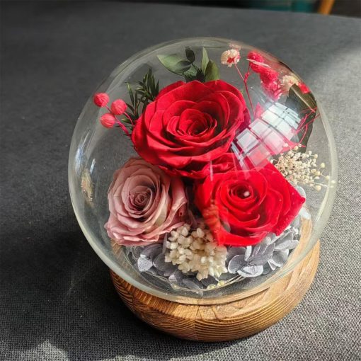 Eternal Flowers Valentine's Day Wooden Flowers Rose Flower Rose Flower Gifts for Women Night Light Interior Decoration, Birthday Mothers Day