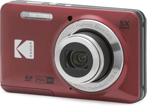 KODAK PIXPRO Friendly Zoom FZ55 RD 16MP Digital Camera with 5X Optical Zoom 28mm Wide Angle and 2.7" LCD Screen Red