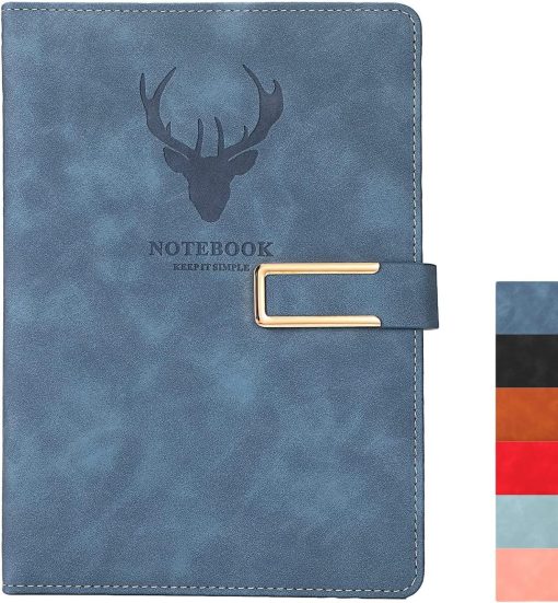 Excefore A5 Notebook Journal, Hardcover Executive Notebooks with Premium Thick Paper, PU Leather Hardcover Notepad for Journal, Business Office Daily Work Student (8.4 * 6Inch Blue)