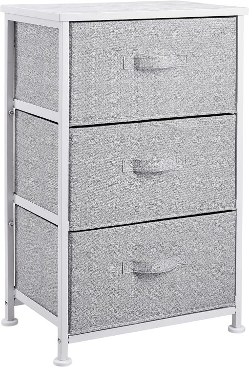 Amazon Basics Fabric 3-Drawer Storage Organizer Unit for Closet, White